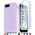 thumbnail image 1 of LeYi for iPhone 8 Plus Case, iPhone 7 Plus Case with [2 x Glass Screen Protector] for Women Girls, Full-Body Shockproof Soft Silicone Hybrid Cute Case for iPhone 6s/6 Plus, Purple, 1 of 8