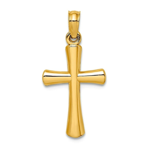 10k Gold Beveled Religious Faith Cross With Round Tips High Polish 22x10mm Wide Pendant Necklace for Women