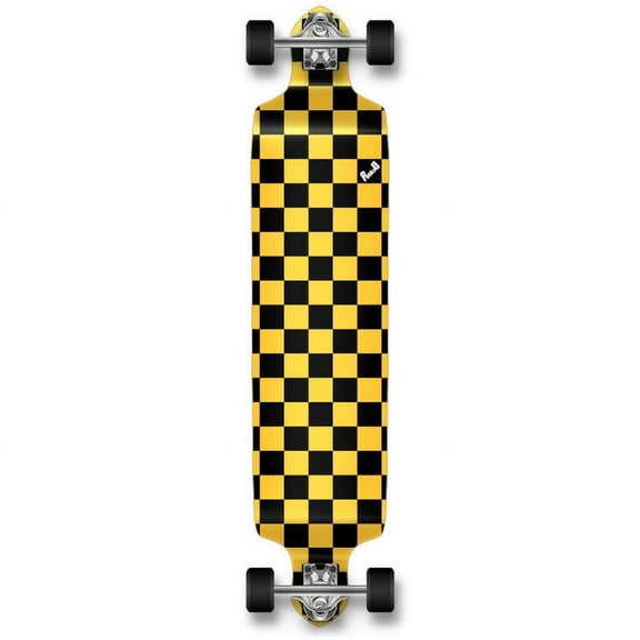 Yocaher Drop Down Longboard Complete - Checker Yellow