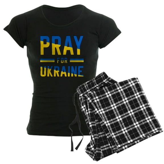 CafePress - Pray For Ukraine Pajamas - Women's Short Sleeve Print T-Shirt and Pants Dark Cotton Pajama Set