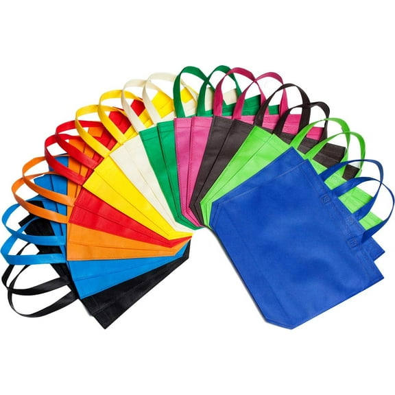 22 Pcs Reusable Gift Bags With Handles Large Tote Bags Bulk 11 Colors for Shopping Groceries Birthday Party Favor Snacks DIY Painting Holiday Christmas, 15*13 Inch