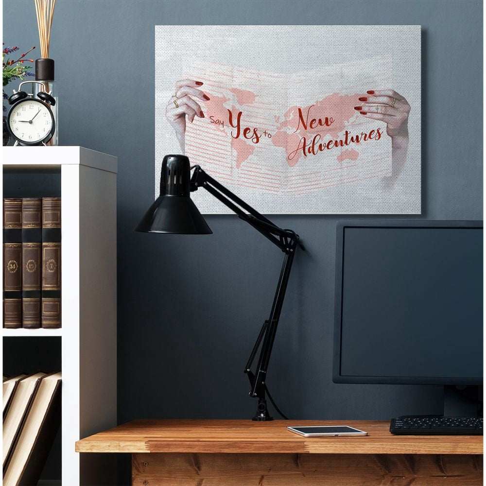 Stupell Industries Say Yes to New Adventures Red Text Travel Sentiments Canvas Wall Art Design by Ziwei Li, 30" x 40"