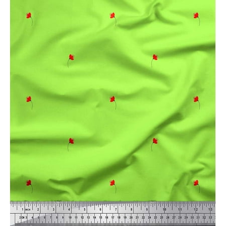 Soimoi Moss Georgette Fabric Floral Clip Art Printed Fabric 1 Yard 42 Inch Wide