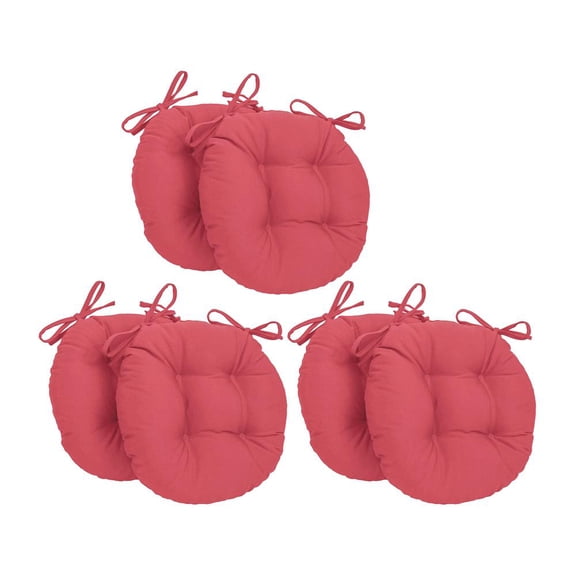 Blazing Needles 916X16RD-T-6CH-TW-BB 16 in. Solid Twill Round Tufted Chair Cushions, Bery Berry - Set of 6