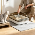 thumbnail image 5 of High Sided Cat Litter Box, 11"x17"x7" Deep Open Pan with Litter Scoop _ #08 _ D _ White, 5 of 6