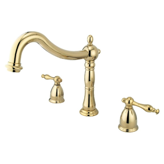 Kingston Brass KS1342NL Naples Two-Handle Deck Mount Roman Tub Faucet, Polished Brass