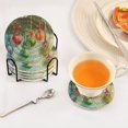 thumbnail image 5 of 6 Pcs Drink Coasters with Holder 3.94in Woven Coasters for Drinks Christmas Ornaments Watercolor Painting Coaster Set for Protection Table, 5 of 7
