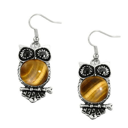 - Falari Natural Stone Owl Shaped Earring Tiger Eye