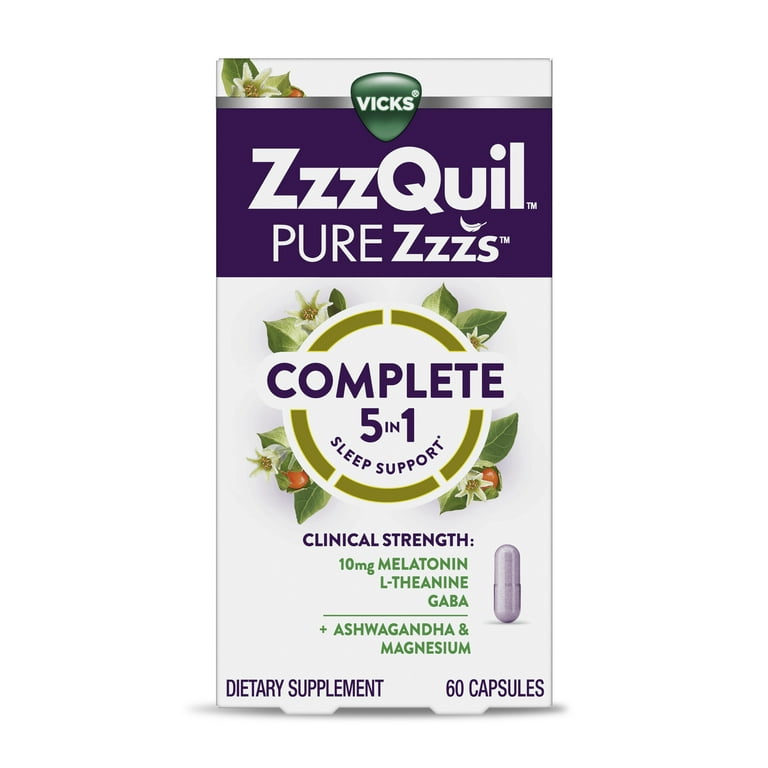 Vicks ZzzQuil Pure Zzzs Sleep Aid, 5-in-1 Capsules with Melatonin