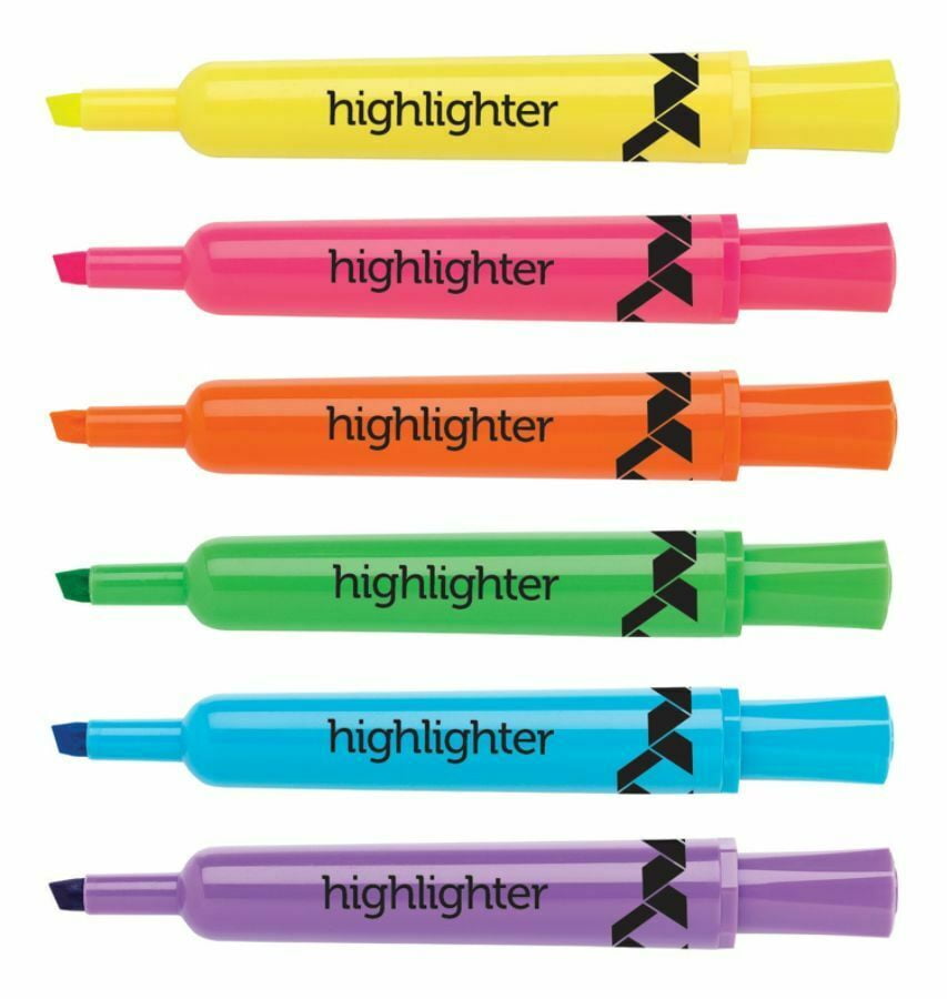 Office Depot Brand ChiselTip Highlighter, Assorted Fluorescent Colors