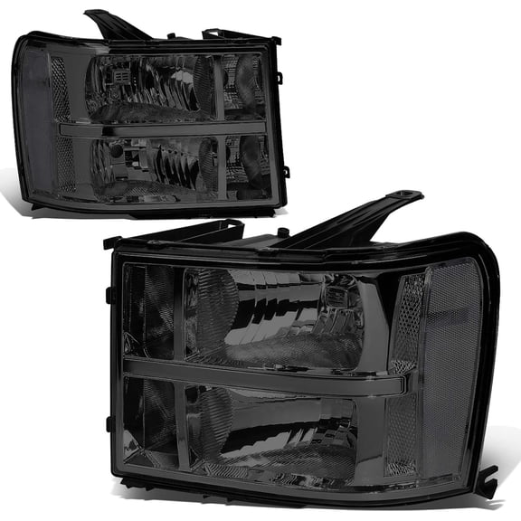 Headlights Lamps Left Right Smoked/ Clear for 2007-2014 GMC Sierra 1500 2500 3500