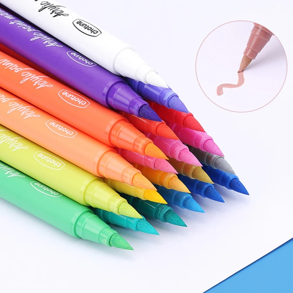 12/24/36 Colors Paint Markers, Acrylic Paint Pens for Artists Adults Coloring Drawing - Extra Brush Tip for Rock Painting, Wood, Canvas, DIY Crafts Making Art Supplies