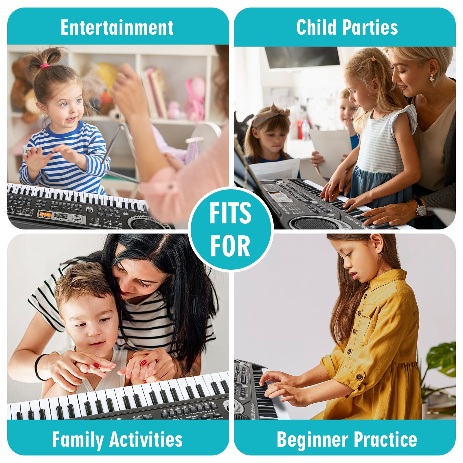 Beefunni Piano Toys Keyboard for Kids 5-12 Years, 61 Keys with Microphone, Electronic Musical Interactive Teaching Piano Keyboard for Boys Girls, Chirstmas Gift for Kids 5 6 7 8 - 12+