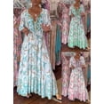 thumbnail image 2 of 2026 Women's Printed Belted Puff Sleeve Three-Quarter Sleeve Dress, 2 of 8
