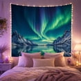 thumbnail image 2 of Northern Lights Over Snowy Mountains, Mystical Celestial Landscape for Nature Lovers, Celestial Home Decor Housewarming Gift Tapestry Wall Hanging for Bedroom, Living Room, 2 of 7