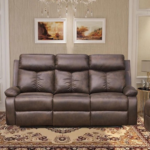 Vanity Art Brown Microfiber 3-Seat Recliner Loveseat Manual Reclining Couch for Small Living Room Dining Room Sofa Set