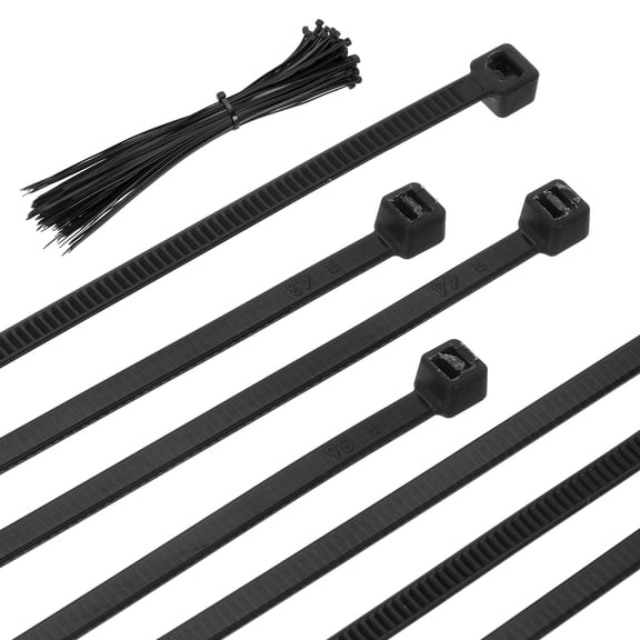 Uxcell 8 Inch Cable Zip Ties Self-Locking Nylon Wire Ties Heavy Duty Zip Tie with 50 LBS Tensile Strength (0.1"W) Black, 100 Pcs