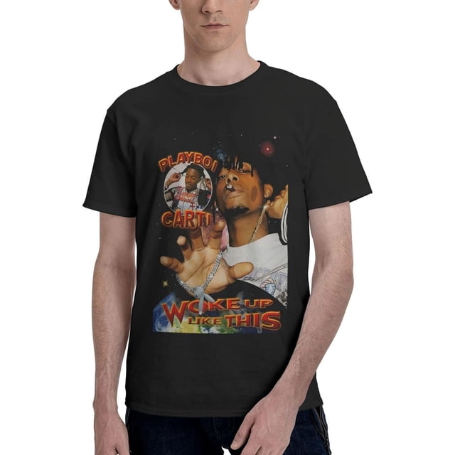 Playboi Rappe Carti Hommes Femmes Hip Hop Rap Piège Rappeur Mode Urbaine Style Vintage T-Shirt Noir