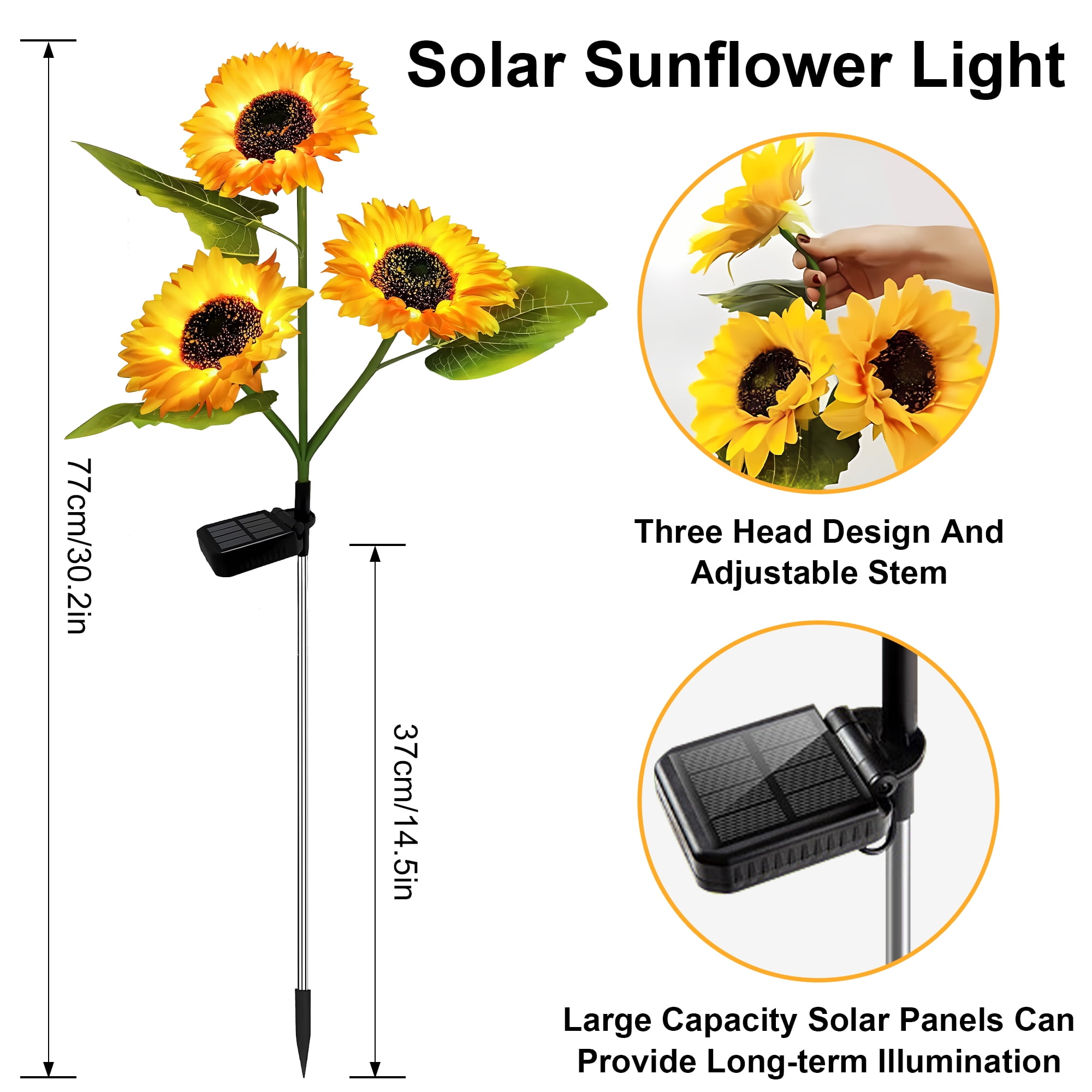 DAYBETTER 2Pack Sunflower Solar Lights, Solar Powered Outdoor Lights with 2Modes, IP65 Waterproof, Auto on/off Solar Outdoor Lights for Patio, Garden Decor, Mother's Day