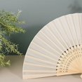 thumbnail image 4 of Balsa Circle 5 Ivory Silk Folding Hand Fans Wedding Favor Birthday Party Events, 4 of 6