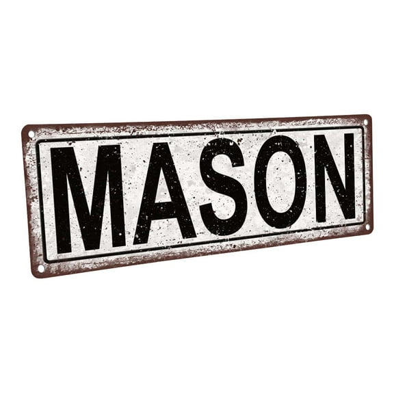 Mason 4"x12" Metal Sign, Wall Décor for Kids Room and Nursery