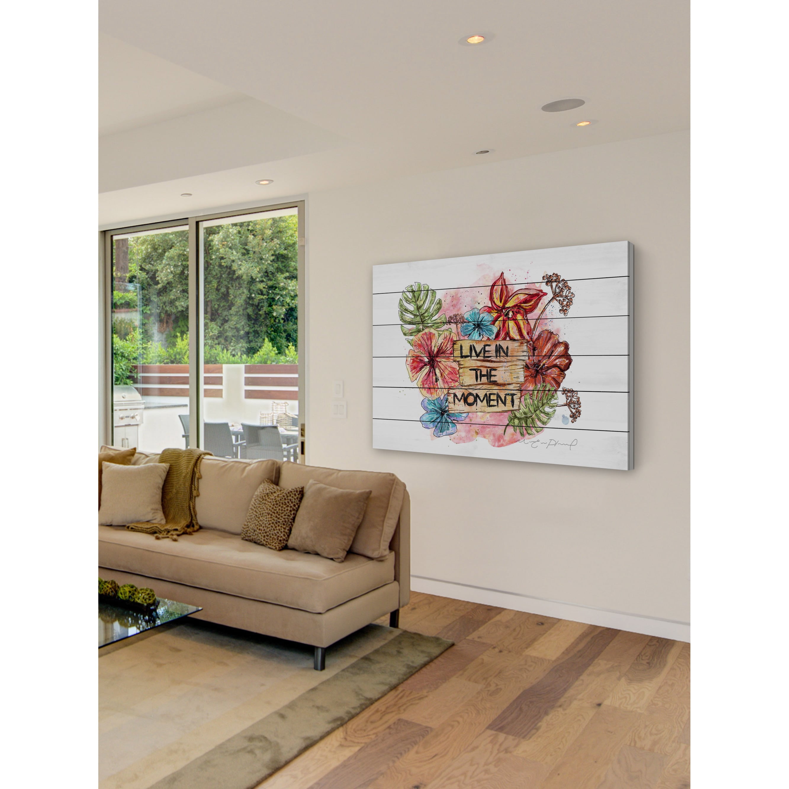 Marmont Hill "Live in the Moment" by Marie-Eve Pharand Painting Print on White Wood