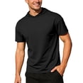 thumbnail image 2 of Hooded T Shirts for Men Summer Solid Casual Crew Neck Short Sleeve Mens T-Shirts Sports Top, 2 of 6