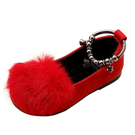 

Levmjia Girls Shoes Slippers Sandals Clearance Summer Children Kid Baby Girls Warm Flock Fluffy Bowknot Student Single Princess Shoes