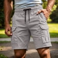 thumbnail image 2 of CCRFTGI Men's Casual Cargo Shorts Drawstring Elastic Waist Shorts Summer Work Shorts with Pockets Light Gray 4XL, 2 of 5