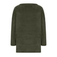 thumbnail image 5 of Black and Friday Clothing Sales Idoravan Long Sleeve Shirts for Women Winter Women's Round- Neck Plush Fall and Winter Loose Solid Pocket Warm Long Sleeve Blouse Tops Army Green L, 5 of 6
