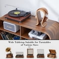 thumbnail image 4 of 4 Cube Record Player Stand with Charging Station, Large Vinyl Storage Cabinet Holds 300+ Records, Display Shelf for Turntable, Stereo & Books, Wooden Base, Walnut, 4 of 7