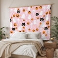 thumbnail image 3 of Halloween Pink Tapestry for Bedroom Wall Hanging Tapestry, Black White Ghost Orange Skull Pumpkin Ceiling Backdrop Tapestries Poster Blanket Wall Decor for Teens Room Living Room Dorm 51" x 59", 3 of 8