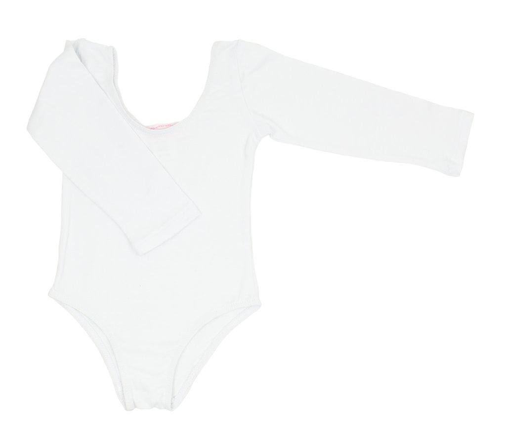 Popatu White Dance Leotard Long Sleeved (Toddler, Little Girls & Big ...