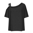thumbnail image 3 of Raeneomay Sleeve Off Shoulder and Oversized T Shirts Women Cold Shoulder Print Short Sleeve Plus-Size Shirt Blouse Tops, 3 of 5