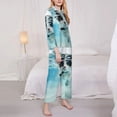 thumbnail image 3 of Yiaed Swimming Cat Goggles Print Pajamas Women's Long Sleeve Sleepwear Soft Button Down Loungewear Pjs Lounge Set Nightwear Womens Pajama Pants-Medium, 3 of 7
