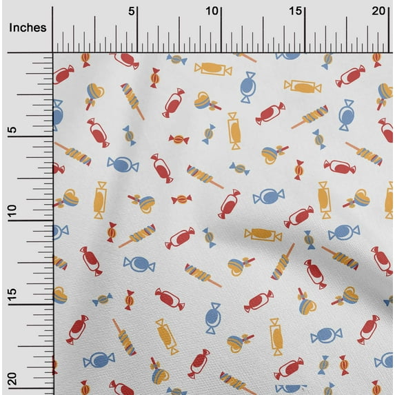 oneOone Silk Tabby White Fabric Candy Stick Kids Craft Projects Decor Fabric Printed By The Yard 42 Inch Wide