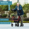 thumbnail image 4 of ELENKER Stand up Folding Rollator Walker, Aluminum Upright Rollator Walker with Sitting Seat and Backrest for Seniors, Red, 4 of 6