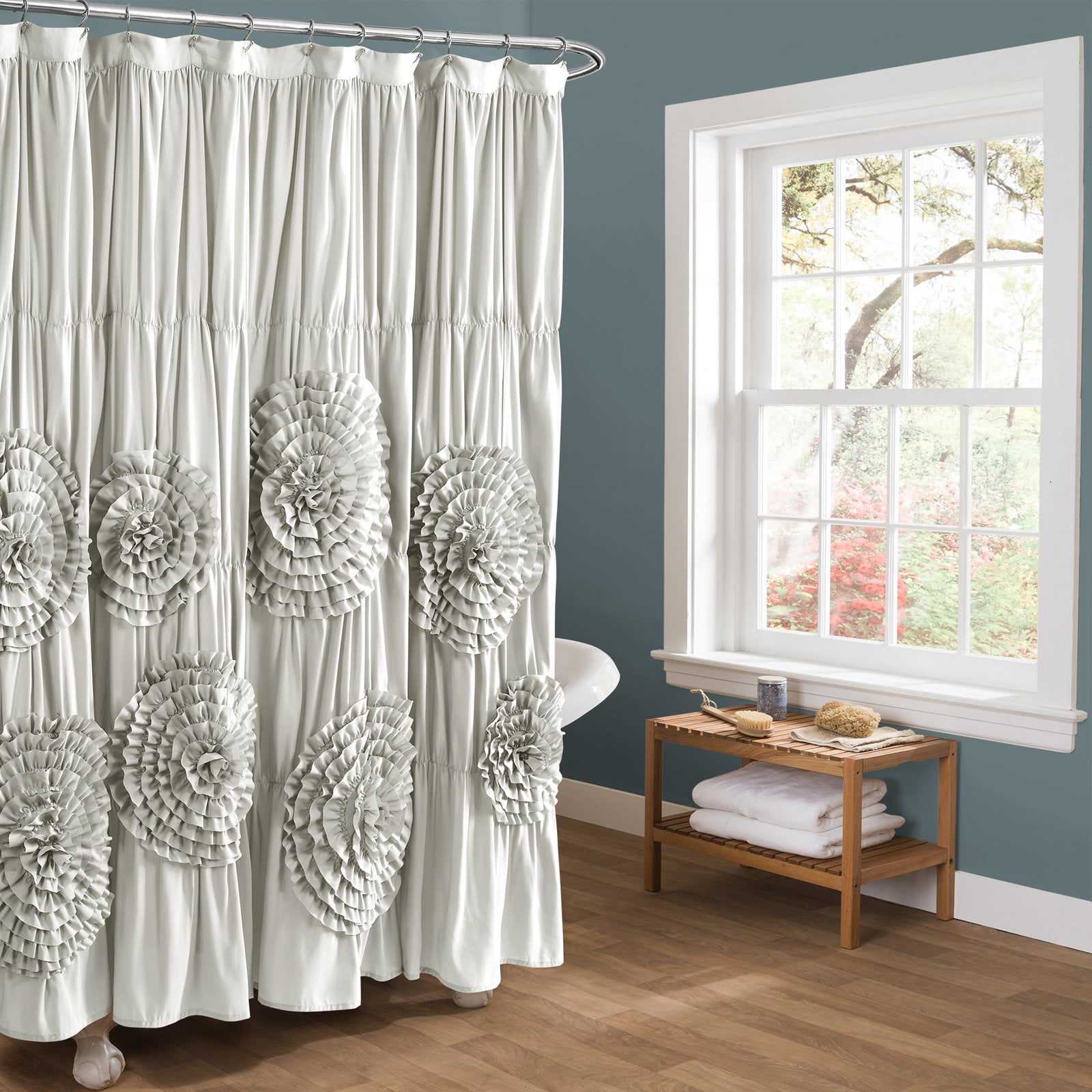 D DS CURTAIN Ombre Lace Gray Fabric Printed Grey Waterproof Polyester Shower Curtain for Bathroom,72 W x 72 H