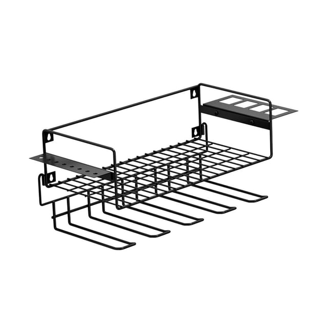 Estante de almacenamiento de herramientas de taladro inalámbrico de montaje en pared 51x18,5x18,5 cm multiusos para taller negro con 5 ranuras estante