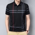 thumbnail image 2 of Men's High Quality Summer Plaid Traceless Short Sleeve Polo Shirt Classic Business Casual Breathable Men's Striped Lapel T-Shirt, 2 of 6