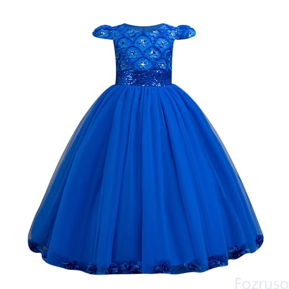 Fozruso Princess Casual Dress Elegant Long Girl Dress With Lace Trim Party Gown For Girls Sizes 3-4 Years