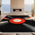 thumbnail image 2 of Design&I 5'x7' Washable Area Rug Vinyl Retro Record Music Disc Motif Concentric Groove Round Cd for Guest Room, Lounge, Apartment, Flatweave & Daily Traffic Ready, 2 of 7