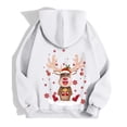 thumbnail image 6 of NinXxx Ladies' Christmas Zipper Long Sleeve Pocket Drawstring Hooded Sweatshirt White XL, 6 of 8