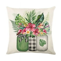 Tropical Leaves Throw Pillow Covers 18 x 18 Inch Green Palm Leaf Decorative Pillow Cases Outdoor Cushion Covers for Sofa Couch Garden Home Decor