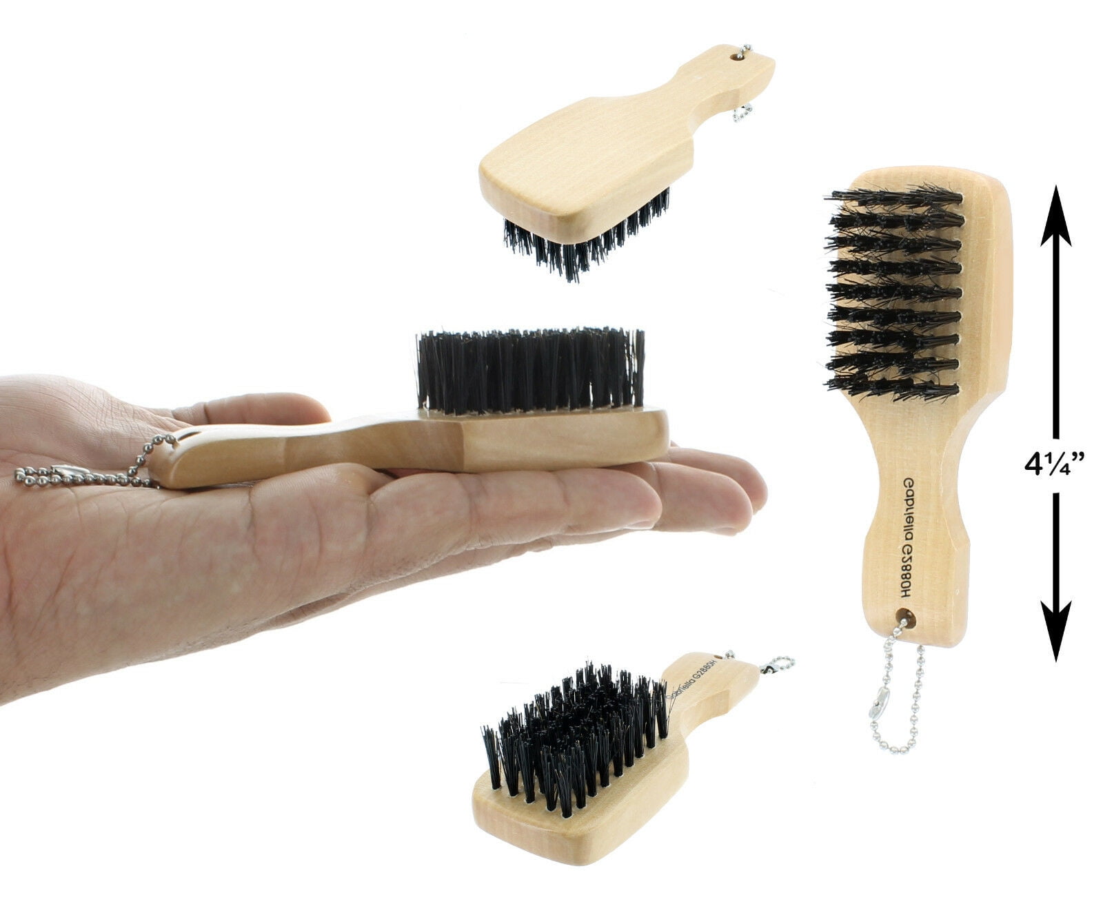 Mini Club Brush With Reinforced Hard Boar Bristles and Wooden Handle 4.