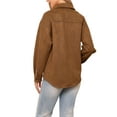 thumbnail image 3 of INSPIRE CHIC Women's Coat Faux Suede Turn Down Collar Long Sleeve Casual Button Down Shirt Jacket XS Brown, 3 of 6