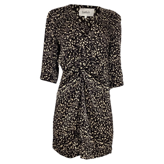 Pre-Owned Ba&Sh Erika Twisted Printed Mini Dress in Black Viscose