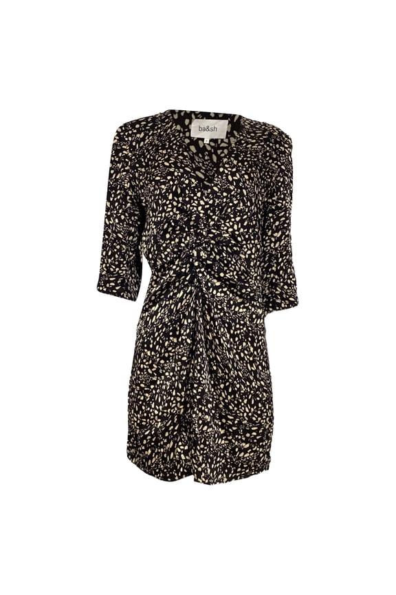 Pre-Owned Ba&Sh Erika Twisted Printed Mini Dress in Black Viscose