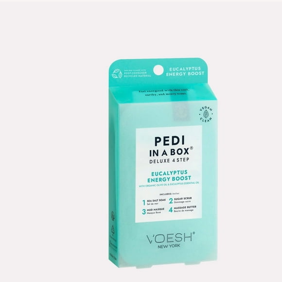 Voesh Ensemble de 4 Étapes de Luxe « Pedi In A Box » - Boost d'Énergie à l'Eucalyptus