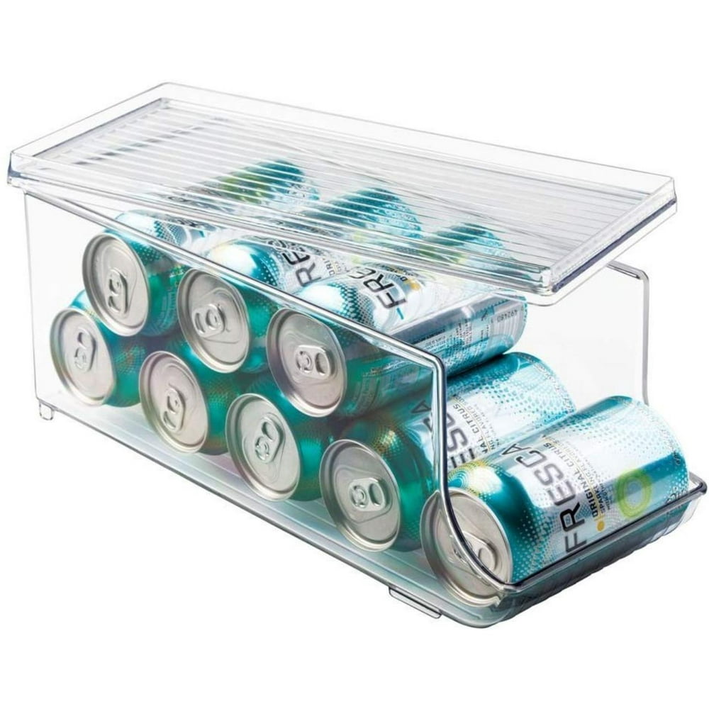 Plastic Canned Food and Soda Can Organizer with Lid for Refrigerator